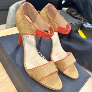 Oscar dela Renta Woven Coral Tan Heels